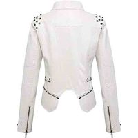 Veste courte de moto en cuir avec rivets de grande taille Veste punk rock à manches longues pour femmes pour hommes