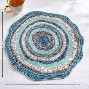 Handcrafted Glass <b>Beads</b> Placemat With Elegant Beaded Design Satin Cloth for <b>Baking</b> & Tabletop Gift for Friends & Family - Product Image 5