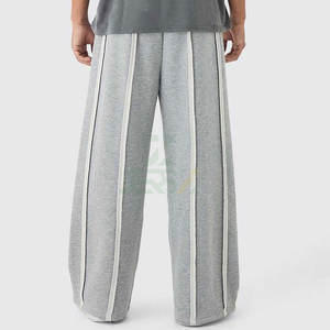 Custom Made <b>Mens</b> Sweatpants French Terry <b>Baggy</b> <b>Joggers</b> Streetwear Style All Stripes Embroidered Logo Mid Waist Washed Canvas - Product Image 5