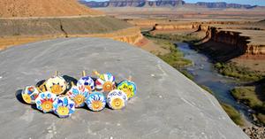 Set Of 10 Blue And White Ceramic Cupboard Cabinet Door Knobs <b>Drawer</b> Pulls <b>Small</b> 1.5" Diameter - Product Image 3