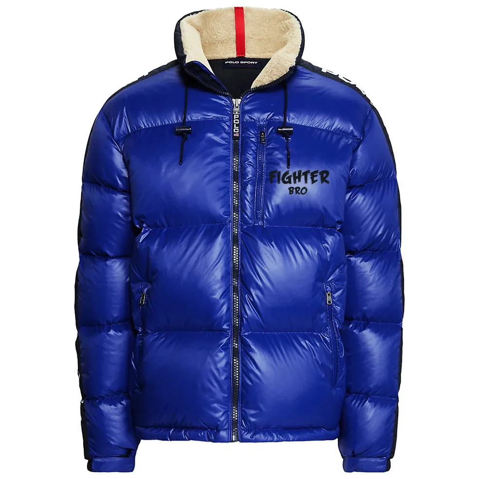 Casaco shinny bomber acolchoado do inverno, casaco masculino de capuz grosso