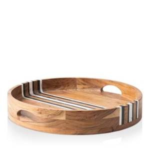 Bandeja redonda de madera para servir rebanadas de té para el desayuno, venta de bandeja de madera para servir, venta al por mayor, bandeja de madera para servir alimentos - Product Image 2