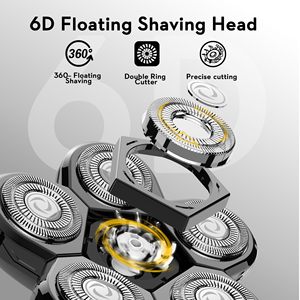 Têtes de rasage de rechange pour rasoirs électriques, noires, pour hommes chauves, cinq lames jumelles lavables pour le visage, application RV - Product Image 6