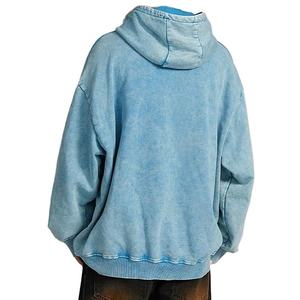 2025 Custom Basic <b>Grey</b> Winter Hoodie for <b>Men</b> Acid Washed 100% Cotton <b>Fleece</b> OEM/ODM Digital Printing Embroidered Solid Pattern - Product Image 4