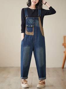 <b>Denim</b> High Quality <b>Dungaree</b> for Women Light Wash Distressed Vintage <b>Shorts</b> Effortless Style Bib Overall Button Printed Trendy - Product Image 3