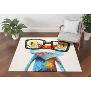 พรมลายกบสายรุ้งพร้อมแว่นตา พรมพิมพ์ลายกบสีสันสดใสสำหรับเด็ก พร้อมพรมขนนุ่ม - Product Image 1