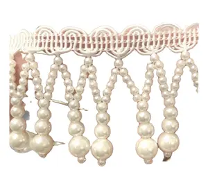 1 Yard of <b>Bead</b> Crystal Fringe Ivory Trimming for Bridal Dress Wholesale 5yards/lot <b>Bead</b> Tassel Tassels Trim Lace Fringe - Product Image 1
