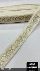 Ribete de encaje floral bordado con diseño de hojas, 100% poliéster, 3 cm de ancho, rollo de 9 metros para ropa étnica, bolsos, zapatos y textiles para el hogar - Product Image 2