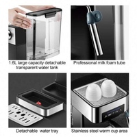 Machine à café expresso électrique intelligente avec moulin intégré, 20 bars, en acier inoxydable, semi-automatique, multifonctionnelle, avec mousseur à lait