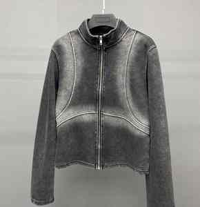 Chaqueta con Cremallera Gruesa Personalizada, Chaqueta de Otoño para Hombre, Cardigan con Lavado Ácido, Sudadera Corta con Cuello Alto, Sudadera con Capucha Cortavientos para Hombre - Product Image 2