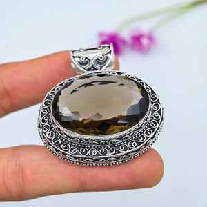 Smoky <b>Topaz</b> Pendant 925 Sterling Silver Handmade Jewelry Gemstone <b>Necklace</b> Best Friend Gifts - Product Image 1