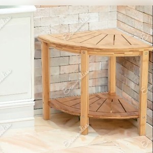 Space Saving Solid Wood Waterproof Corner <b>Shower</b> Bench Stool Teak <b>Shower</b> Stool for <b>Room</b> Bone Inlay Console - Product Image 2