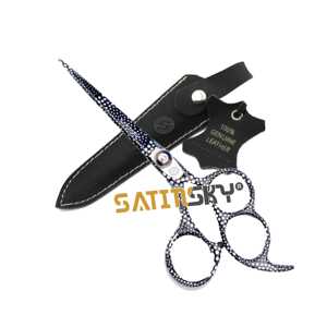 Ciseaux de coiffure professionnels 3 anneaux en acier inoxydable de 7 pouces, lame fine et tranchante pour barbier - Product Image 1