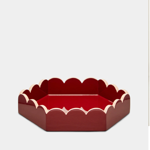 Plateau rond en laque rouge de haute qualité avec bord festonné Fournisseur de plateau de fruits de service décoratif en usine Vietnam - Product Image 6