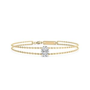 Solitaire Chain1 Ctw Emerald Cut Igi Gia Certified Lab Grown Ef Colour Vs Clarity Diamond 14k Pure Real Gold Bracelet For Her - Product Image 1