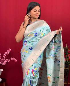 Saree en soie Pure Soft Pista Green Kanchivaram Pethani avec tissage Zari pur pour une tenue de fête par Fabzone - Product Image 6