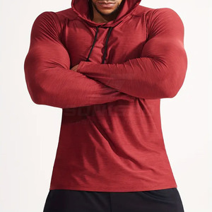 Sweat-shirts de sport à capuche pour hommes, compression, logo personnalisé, séchage rapide, respirant, motif uni, poche, teinture unie, pour l'hiver et les activités de plein air - Product Image 3