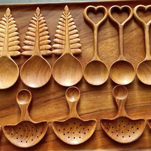 Usine Naturel En Bois Champignon Multi Outil/Acacia En Bois Feuilles Mobiles Cuillère À Thé Pour Artisanat En Bois Ustensiles Vaisselle - Product Image 2
