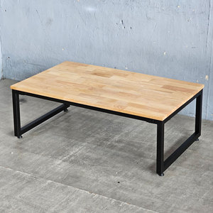 Mesa de Salón Estilo Industrial Rústico 100x60cm con Tapa de Madera de Caucho y Patas de Hierro, Requiere Montaje-SPD68153 - Product Image 4