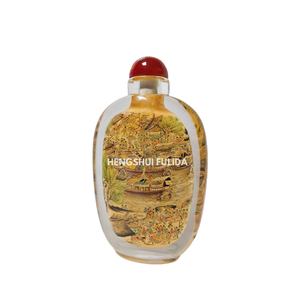 Hình ảnh đảo ngược của cảnh ven sông lễ hội qingming Bộ sưu tập trang trí nhà nghệ thuật dân gian Trung Quốc vẽ tay chai hít thủy tinh 17cm - Product Image 2