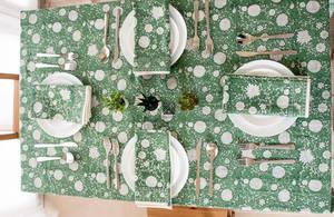 100% Cotton Handmade Indian Style <b>Tablecloth</b> <b>Green</b> Pink Floral Design Hand Block Printed Home Hotel Wedding Party Decor Custom - Product Image 6