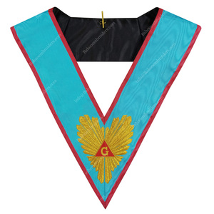 Regalia Masónica AASR, Roseta Blanca de Doyente, Collar-Bahou Bordado, Color y Diseño Personalizables - Product Image 5