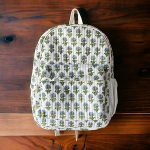 Vente en gros Sac à dos en coton matelassé unisexe Sacs d'école imprimés en blocs faits à la main avec fermeture à glissière pour enfants adolescents femmes - Product Image 3