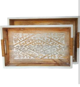 Plateau de service en bois naturel fait à la main écologique pour la maison hôtel et restaurant - Product Image 6