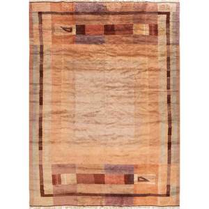 Alfombras de Lana Anudadas a Mano Zuri, Diseño Geométrico Rojo Naranja para el Hogar, Rectangulares de 9x12, para Sala de Estar, Dormitorio, Espacio Juvenil - Paem-701 - Product Image 1