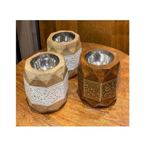 Lot de 2 Brûleurs Mabkhar en bois de taille différente Nouveau design Forme ronde Bakhoor Oud Burner By Home Arts - Product Image 4