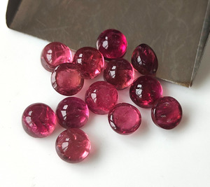 พลอยพลอยทัวร์มาลีนสีชมพูธรรมชาติทรงกลม2มม.-6มม. เรียบหลังหลวมสำหรับทำเครื่องประดับ - Product Image 3