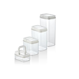 ชุดกล่องถนอมอาหารพลาสติกใส 4 ชิ้น ปิดผนึกแน่น ปลอดภัยต่อสิ่งแวดล้อม ฝาปิดขนาดเดียวกัน ทรงสูง เหมาะสำหรับเก็บอาหารในครัว ใส่อาหารประเภทสปาเก็ตตี้ได้ - Product Image 1