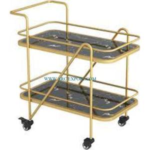 Chariot de service de nourriture élégant moderne à 2 couches de qualité élevée chariot de vaisselle à domicile de concepteur attrayant à prix de gros - Product Image 1