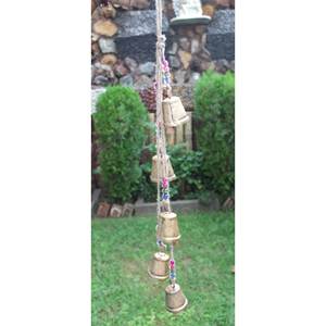 Décoration mobile suspendue rustique de style ferme vintage, 72 cm, clochettes de 72 cm de longueur, corde en jute pour ornement de jardin extérieur - Product Image 4