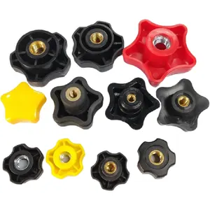 Factory Price M5 M6 M8 M10 M12 Plastic Screw Star Knurled Round Clamping Knobs Threaded Screw Clamping Bakelite Lobe Knob