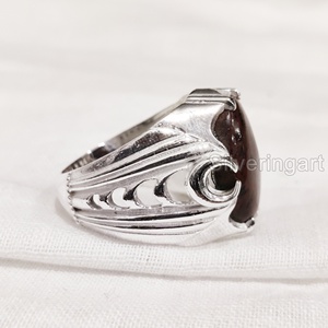 ขายส่งแหวนบุรุษมาใหม่ธรรมชาติมะฮอกกานีแจสเปอร์พลอยแหวนพลอยทุกขนาดเครื่องประดับFine 925 แหวนเงิน - Product Image 5