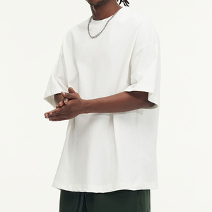 Venta al por mayor 100% algodón blanco hombres camisetas peso pesado camiseta de gran tamaño Streetwear manga corta Camiseta para hombres - Product Image 1