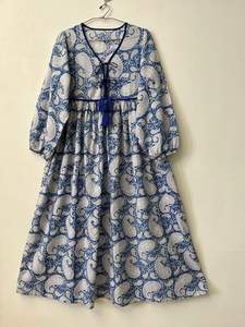 Indien Boho 100% coton imprimé fleuri décontracté vêtements pour femmes manches 3/4 vêtements de plage caftan femmes soirée porter des robes Maxi - Product Image 6