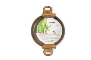 Cacerola Antiadherente de Aluminio con Efecto Piedra y Asa Marrón con Efecto Madera, 28 cm (11 pulgadas), Wood&Stone by Excels - Product Image 6