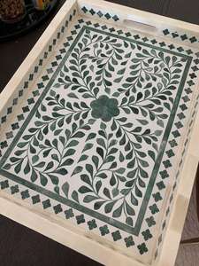 Plateaux de service élégants en bois de résine de couleur MOP Design exclusif de l'Inde-Les meilleurs plateaux décoratifs écologiques durables - Product Image 5