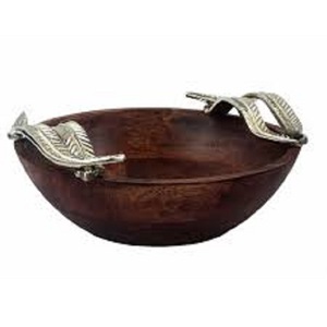 Decorative Wooden <b>Salad</b> <b>Bowl</b> Premium Quality Handmade Deer Face Metal Handle Customized Size Round Shape <b>Wood</b> Soup <b>Bowl</b> - Product Image 4
