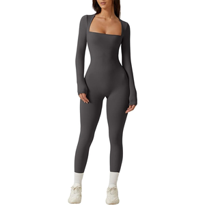Top sin mangas de una pieza para mujer, mono ajustado sin costuras para Yoga y entrenamiento, diseño acanalado de talla grande, moda de verano - Product Image 1