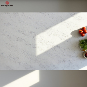 Bán buôn tùy chỉnh 2025 mới hiện đại calacatta trắng với màu xám tĩnh mạch đánh bóng đá thạch anh tấm cho Vanity đầu bếp Countertop - Product Image 3