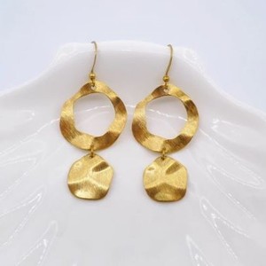 Pendientes colgantes de latón, Pendientes colgantes circulares, Pendientes de latón martillado, Pendientes colgantes geométricos - Product Image 1