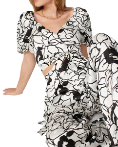 Ventes à l'exportation Vêtements et accessoires Pantalons à fleurs noir et blanc pour filles Collection d'usure quotidienne à vendre - Product Image 2