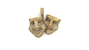 Colgante de moissanita sólida chapado en oro de 18 quilates Unisex estilo Vintage joyería de Hip Hop con diamante joyería de moda tipo cara - Product Image 5