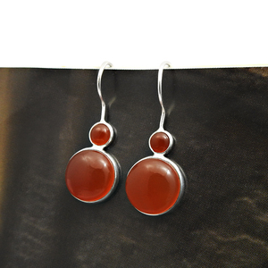 New Arrival Luxury Design 925 <b>Sterling</b> <b>Silver</b> Natural Carnelian Gemstone Classic Dangle <b>Earrings</b> for Woman Girl Handmade Jewelry - Product Image 2