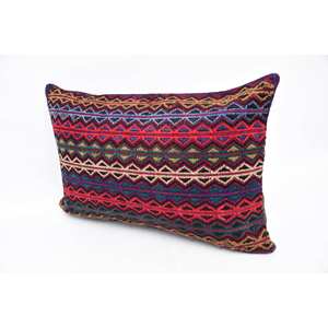 Almohada de lana Kilim de lujo de 16x24 pulgadas, almohada decorativa con acento tejido esponjoso Vintage bordado Multicolor para ropa de cama portátil - Product Image 4
