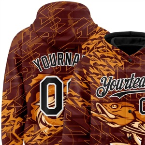 Sudadera con capucha personalizada para hombres al por mayor, deportiva de alta calidad, 100% poliéster para sublimación completa, Sudadera con capucha con estampado de pez delfín - Product Image 6