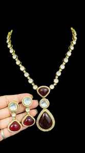 Gargantilla Kundan del fabricante indio, Collar chapado en oro de acero inoxidable, fiestas de boda, atuendo de novia en forma personalizada a granel - Product Image 3